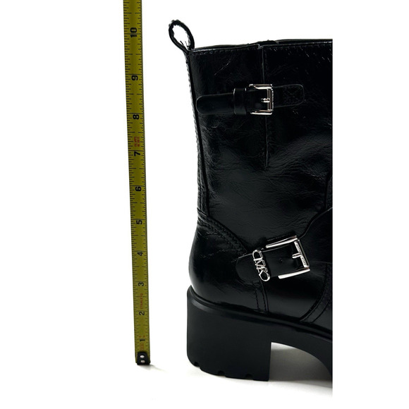 Michael Kors Perry Crinkled Patent Leather Moto Boot Women's 7M Buckled New - Picture 10 of 14